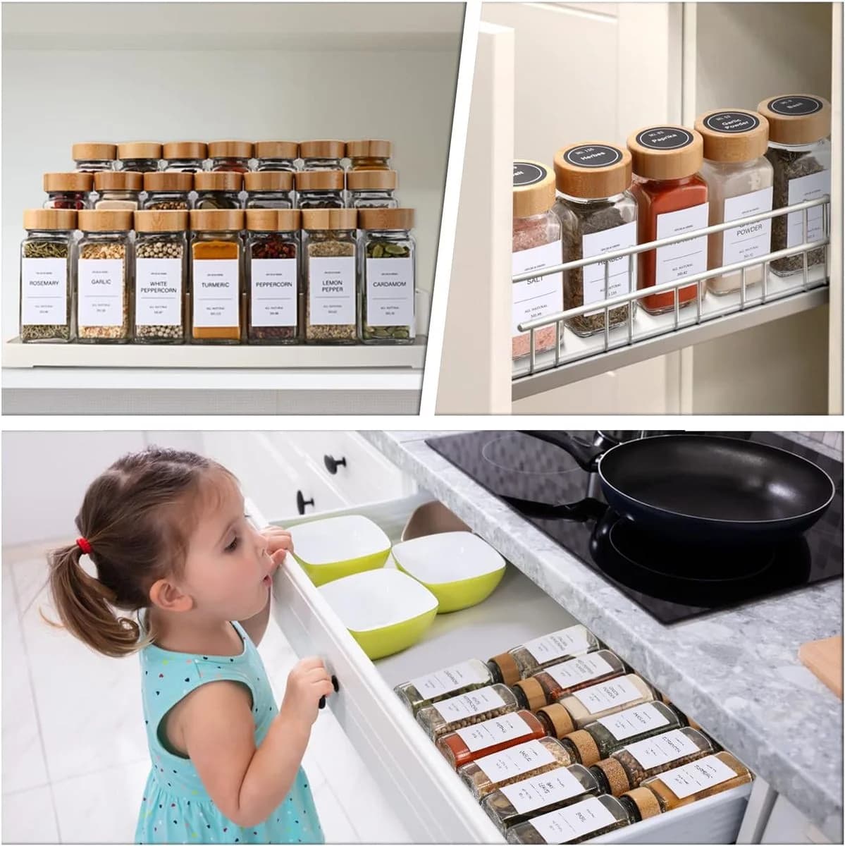 24Pcs Spice Jar Containers Set with Bamboo Lids Spice Labels Pen Funnel photo 5
