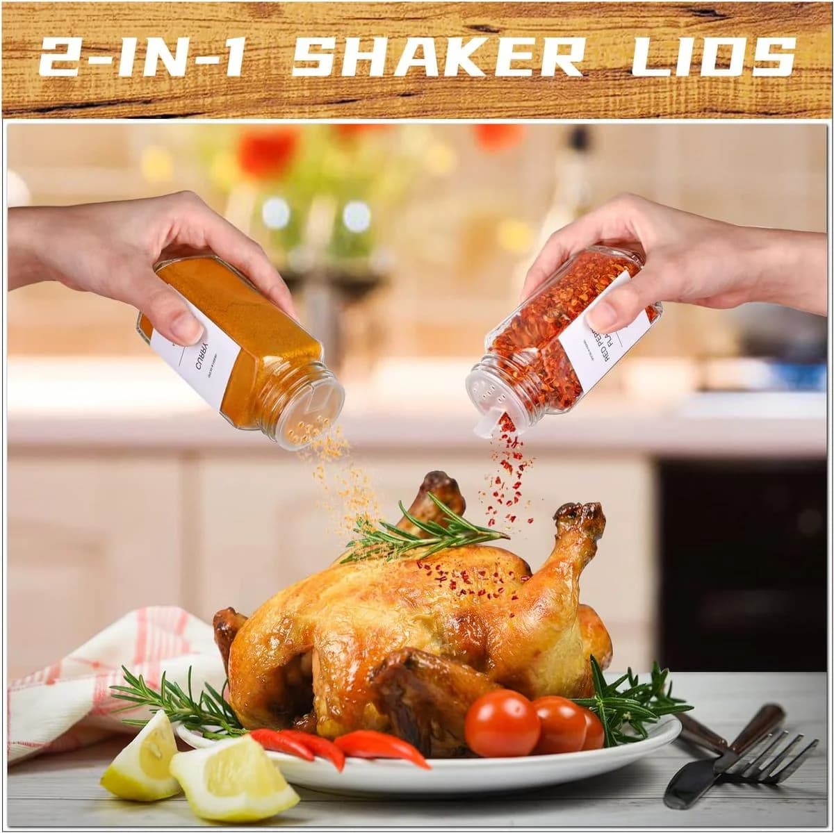 24Pcs Spice Jar Containers Set with Bamboo Lids Spice Labels Pen Funnel photo 6