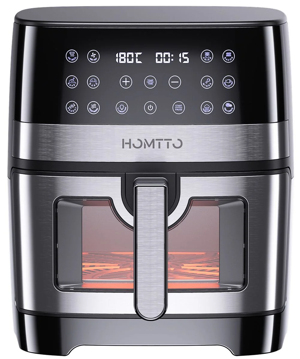 HOMTTO Visible Window Stainless Steel Air Fryer-8L photo 1