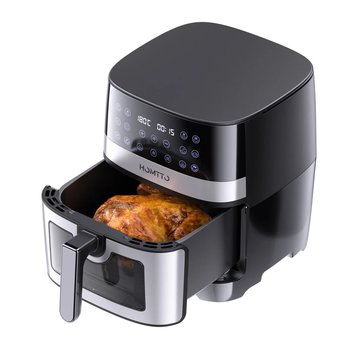 HOMTTO Visible Window Stainless Steel Air Fryer-8L photo 3