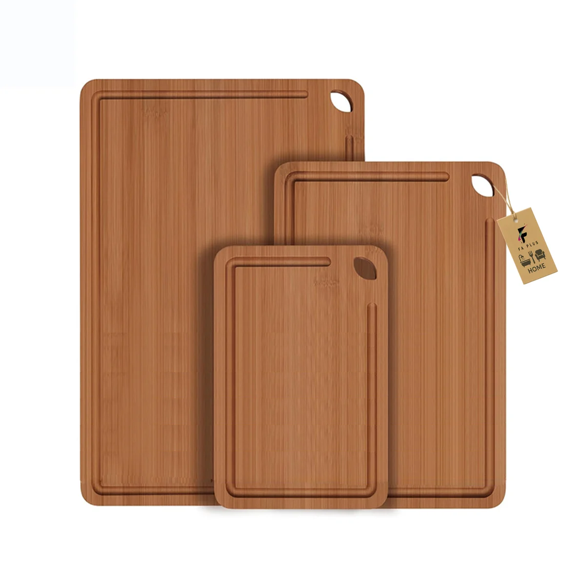 3-piece Bamboo Cutting Board Set, Durable Chopping Boards with Juice Grooves photo 1