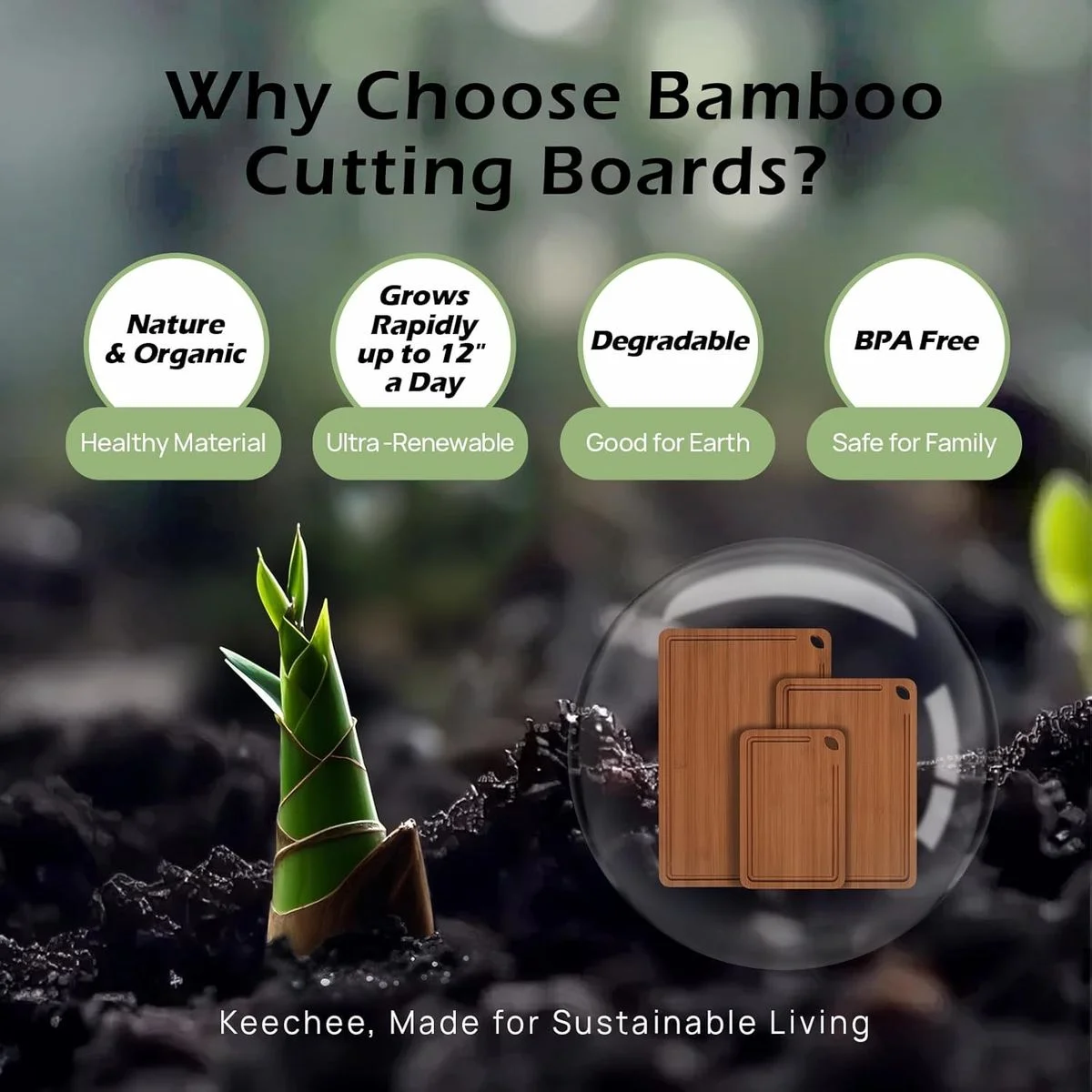 3-piece Bamboo Cutting Board Set, Durable Chopping Boards with Juice Grooves photo 6
