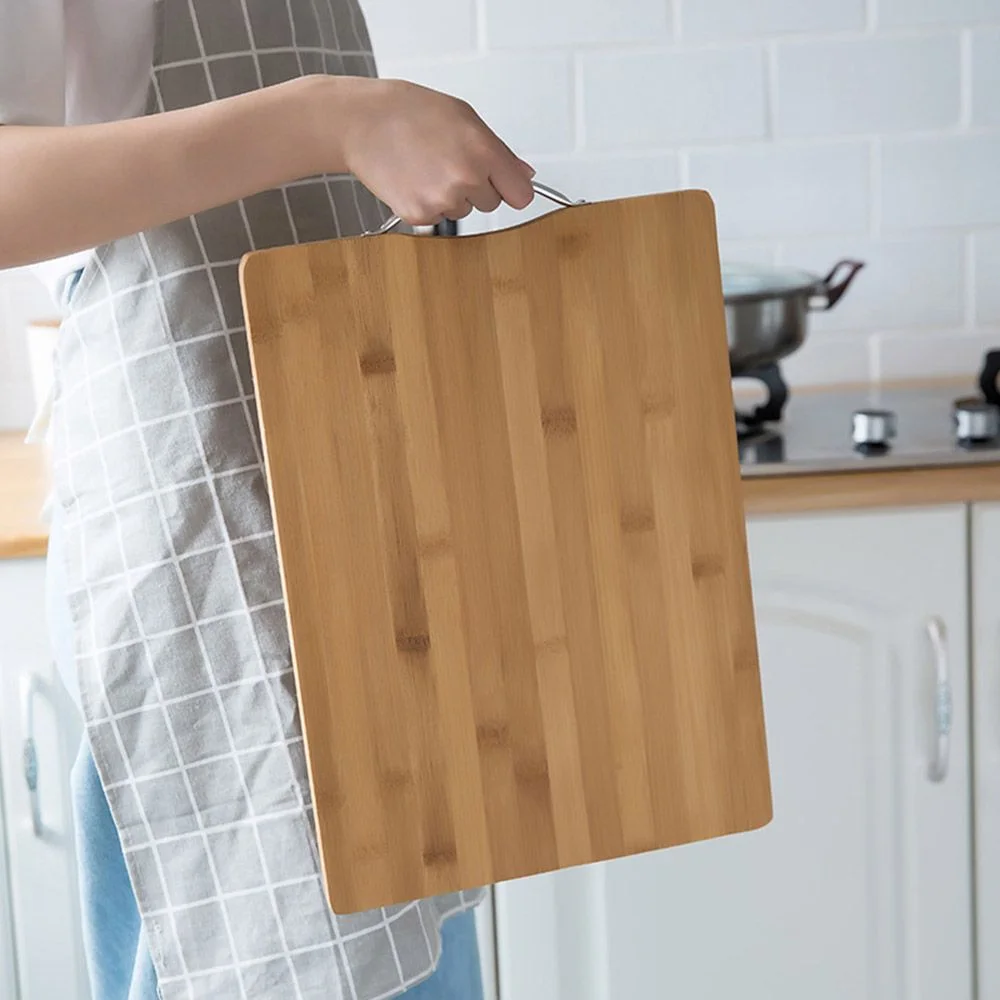 Natural Bamboo Cutting Board with Aluminum Handle photo 3