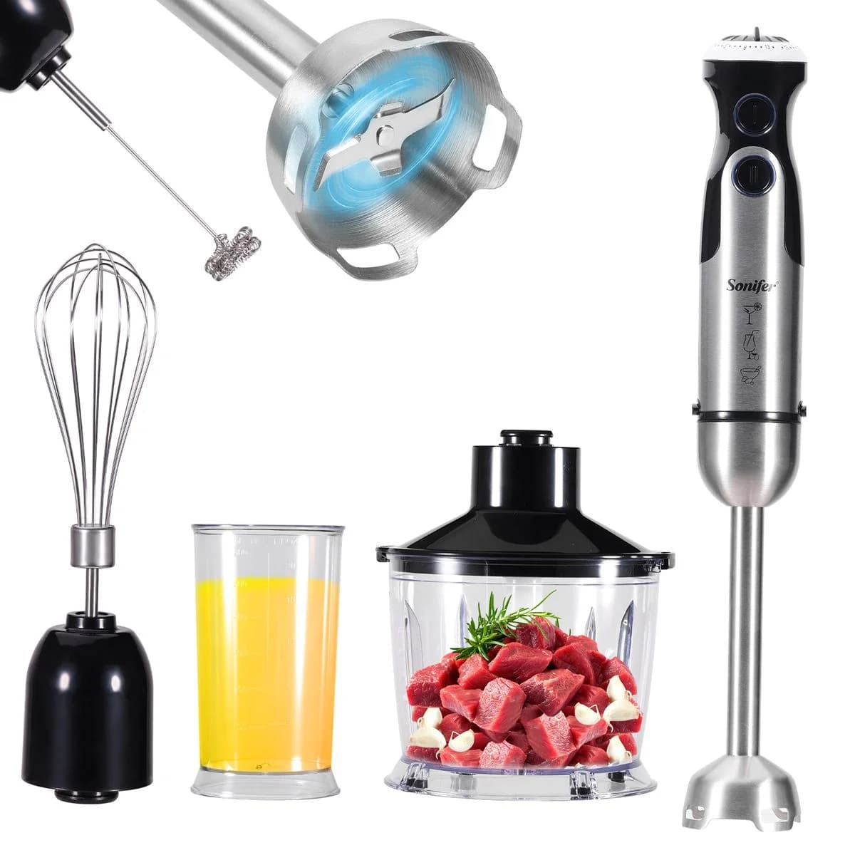 Sonifer 5-in-1 Stick Blender Hand Blender Set 1200W Powerful for Smoothie photo 1