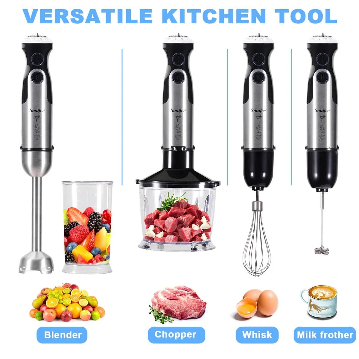 Sonifer 5-in-1 Stick Blender Hand Blender Set 1200W Powerful for Smoothie photo 3