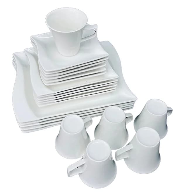 Square Ceramic Dinner Set - White - 16 Pieces photo 4