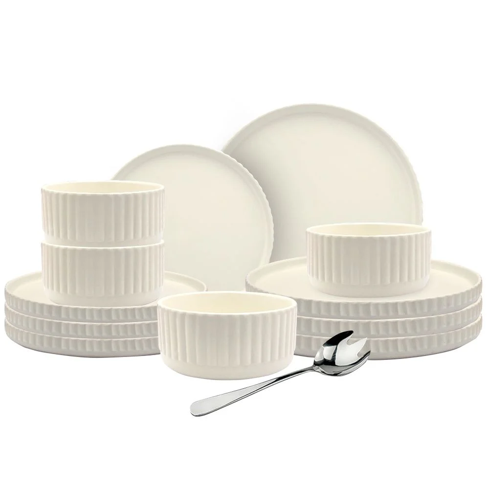 Square Ceramic Dinner Set - White - 16 Pieces photo 6