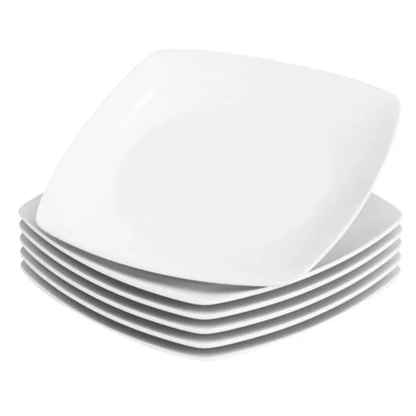 Pacific Scallop White Porcelain Square - 4 Dinner Plates photo 1