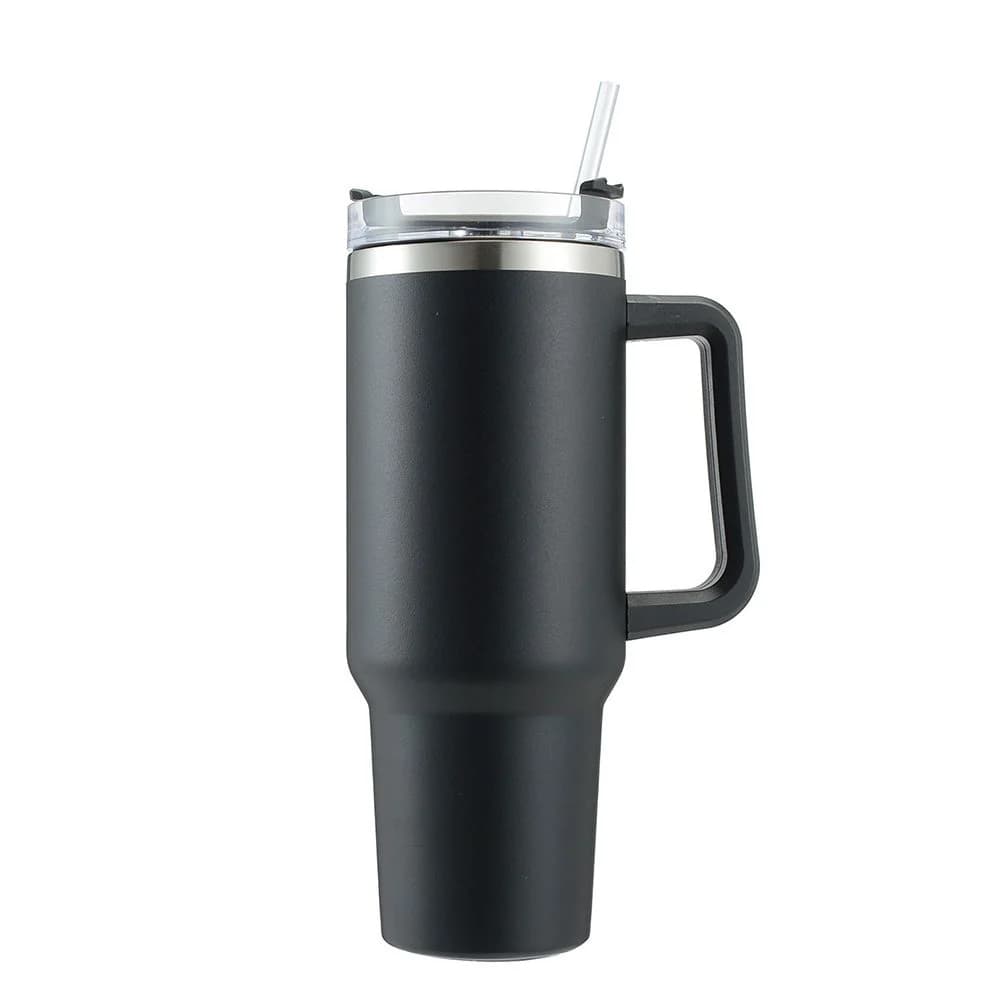 Double Wall Travel Mug Stainless Steel Vacuum Flask with Straw Hot/Cold photo 1