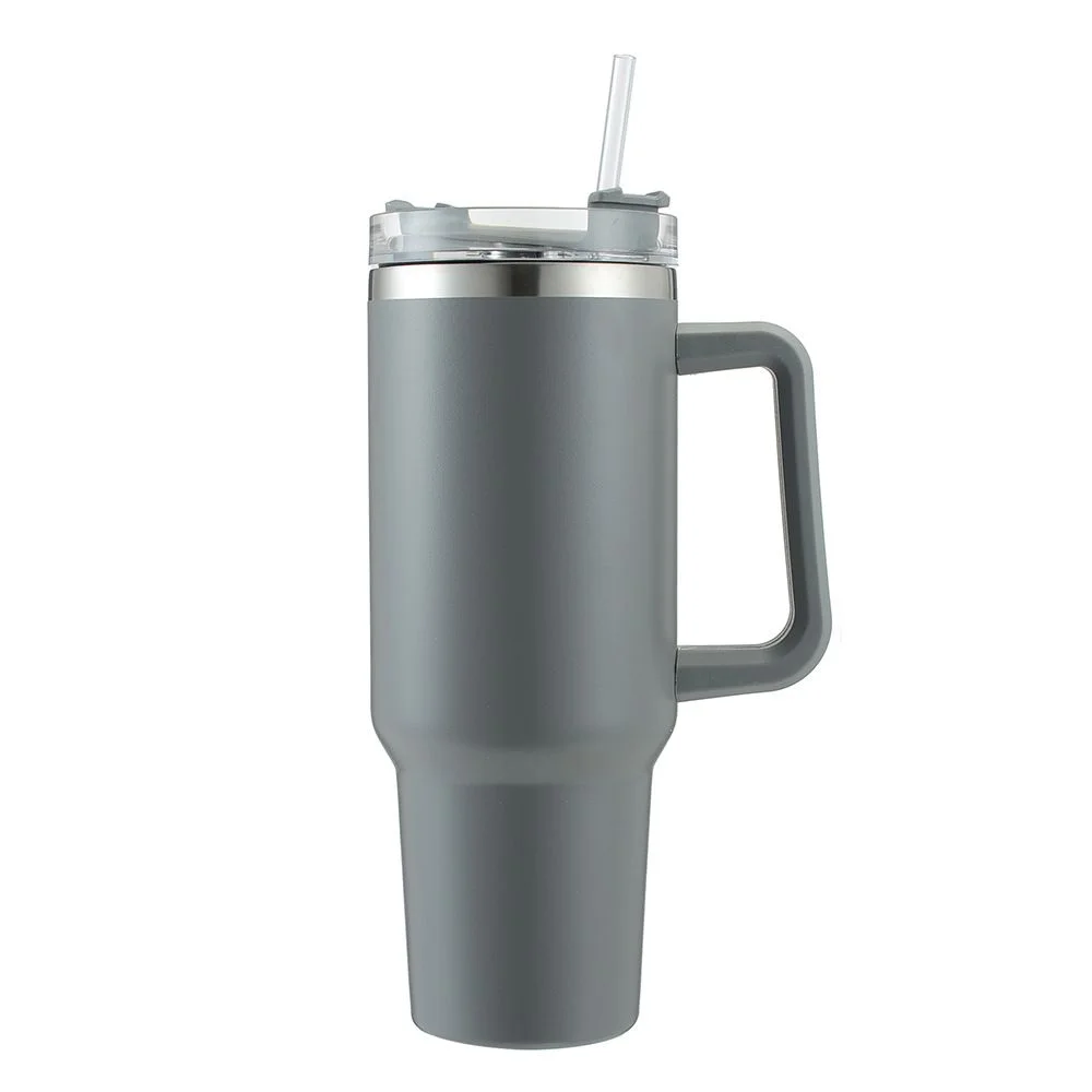 Double Wall Travel Mug Stainless Steel Vacuum Flask with Straw Hot/Cold photo 3
