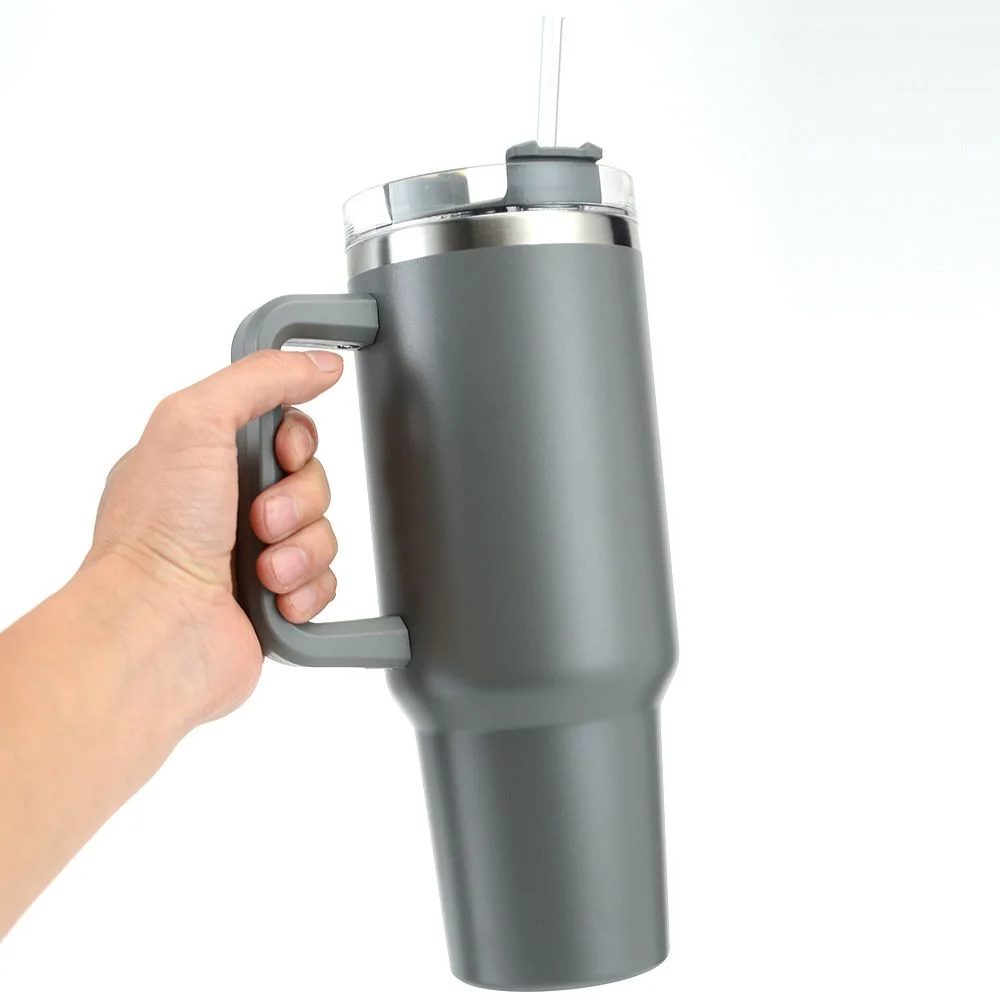 Double Wall Travel Mug Stainless Steel Vacuum Flask with Straw Hot/Cold photo 4