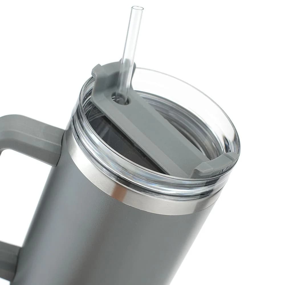 Double Wall Travel Mug Stainless Steel Vacuum Flask with Straw Hot/Cold photo 5
