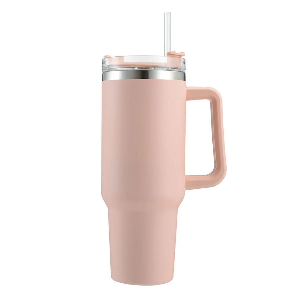 Double Wall Travel Mug Stainless Steel Vacuum Flask with Straw Hot/Cold photo 6