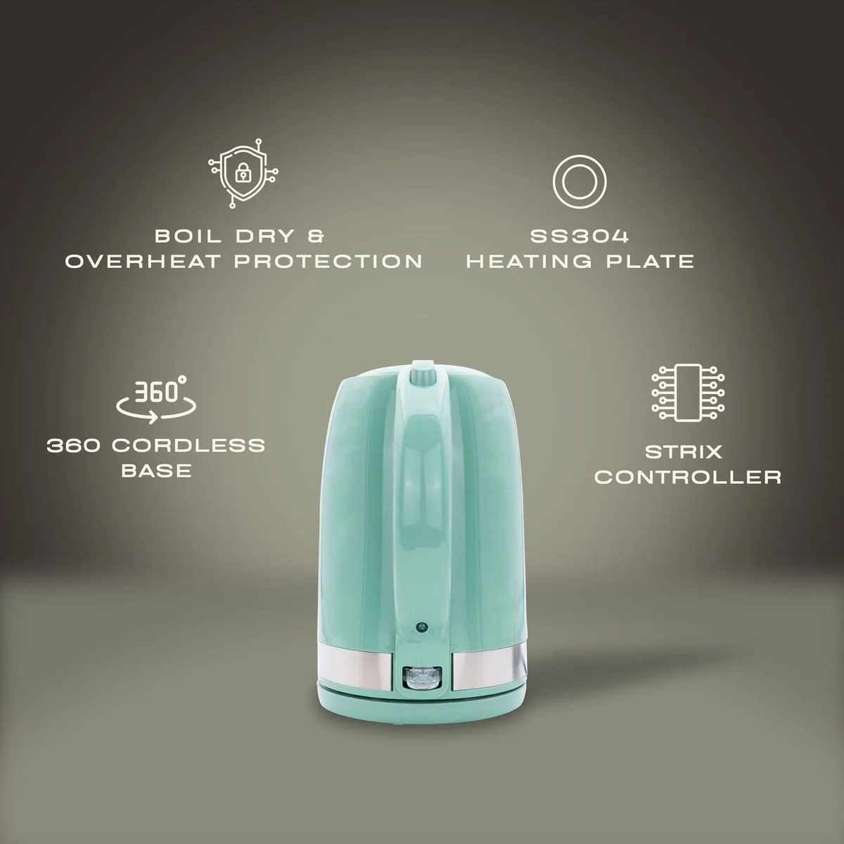 Elektra Green, Silver Plastic 1.7 L Kettle photo 2