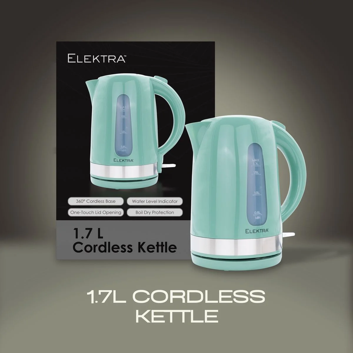 Elektra Green, Silver Plastic 1.7 L Kettle photo 4